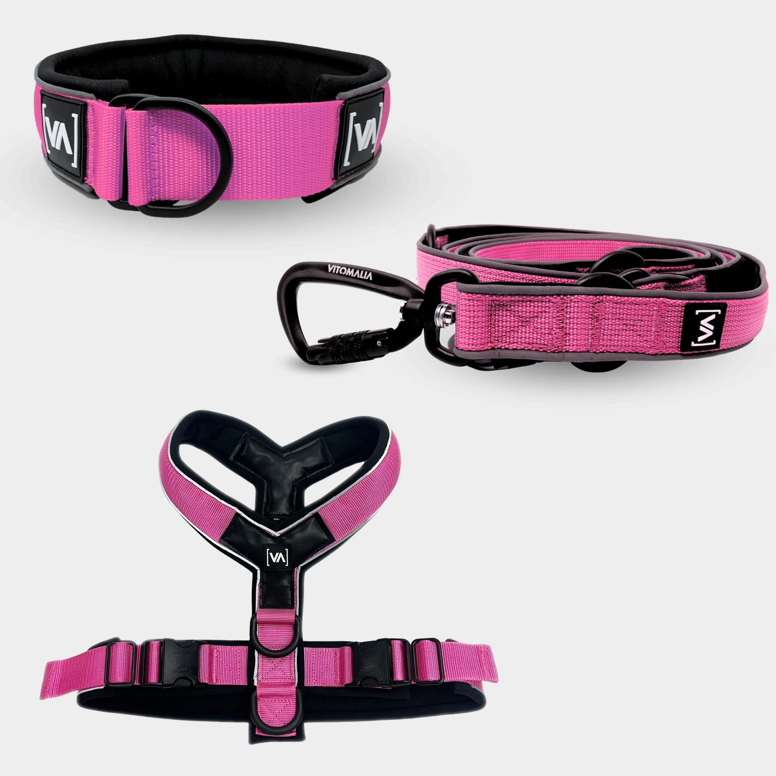 Bundle Easy Go Edition Pink Set - pull stop collar + Y-Harness + 2.2m adjustable Dog Leash
