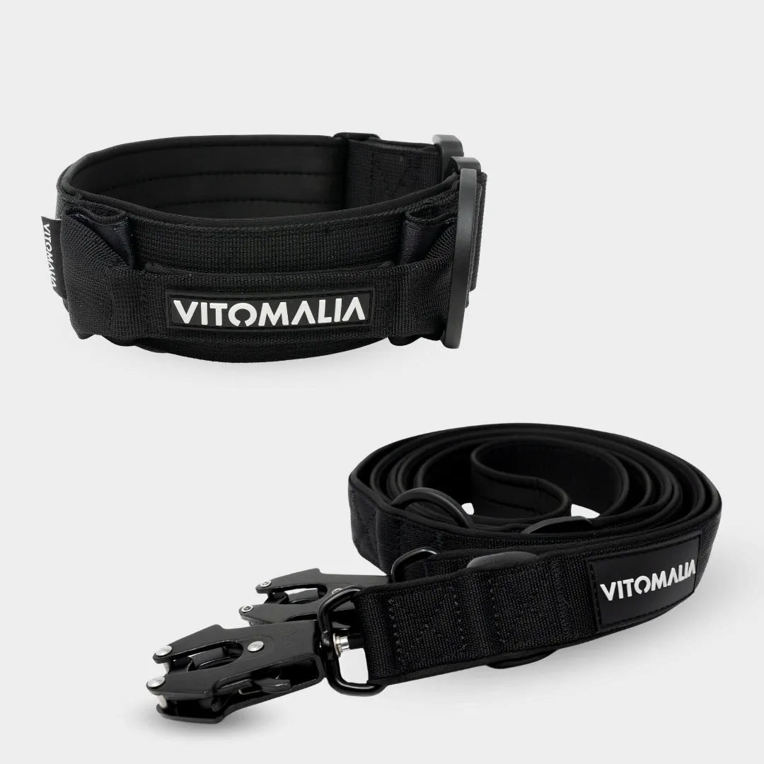 Bundle Extreme Edition Black Set - Collar + 2.2m triple adjustable Dog Leash