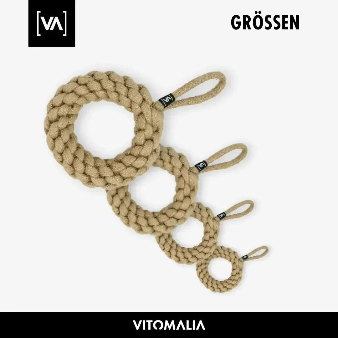 Geflochtener Zerr-Ring für Hunde: 100% Naturhanf, handgeknotet - Eco Tug - Vitomalia -