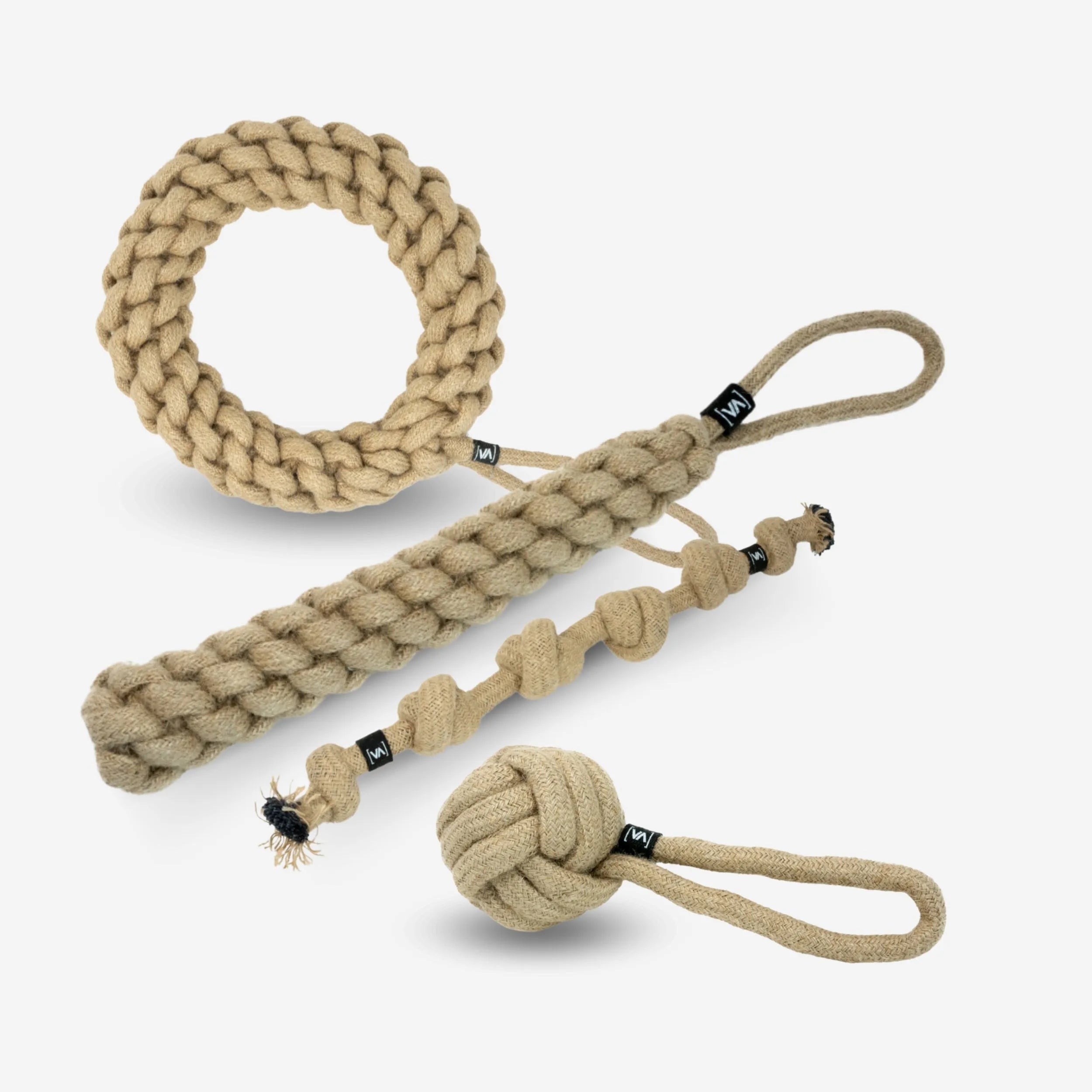 Bundle natural hemp tug & fetch toy for medium-sized dogs - L
