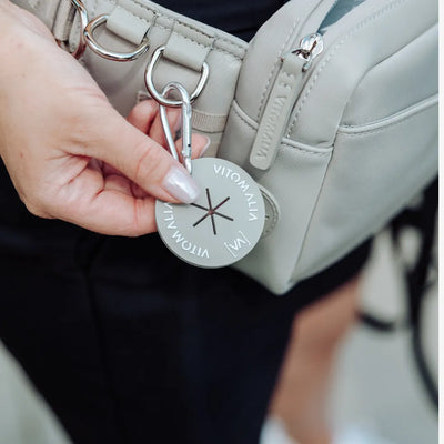 Poop bag holder with carabiner for full poop bags in grey - set of 3