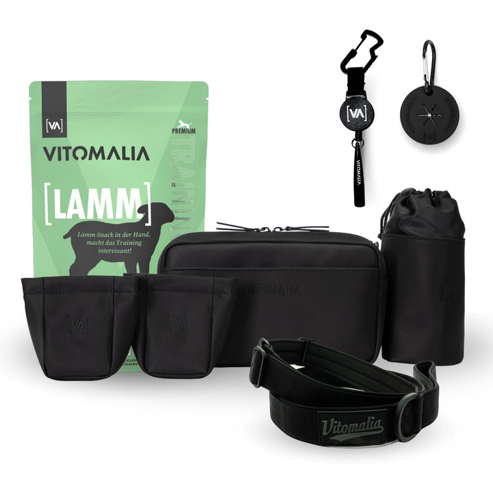 Bundle - Set complet de promenade-Noir-Agneau - Avec Sac banane pratique