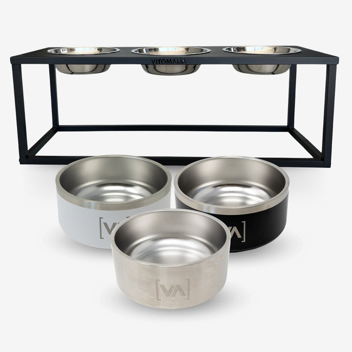 Bundle - Station d'alimentation de luxe 3 pièces pour les chiens qui ont du style - Set de 3 gamelles Easy Go Edition