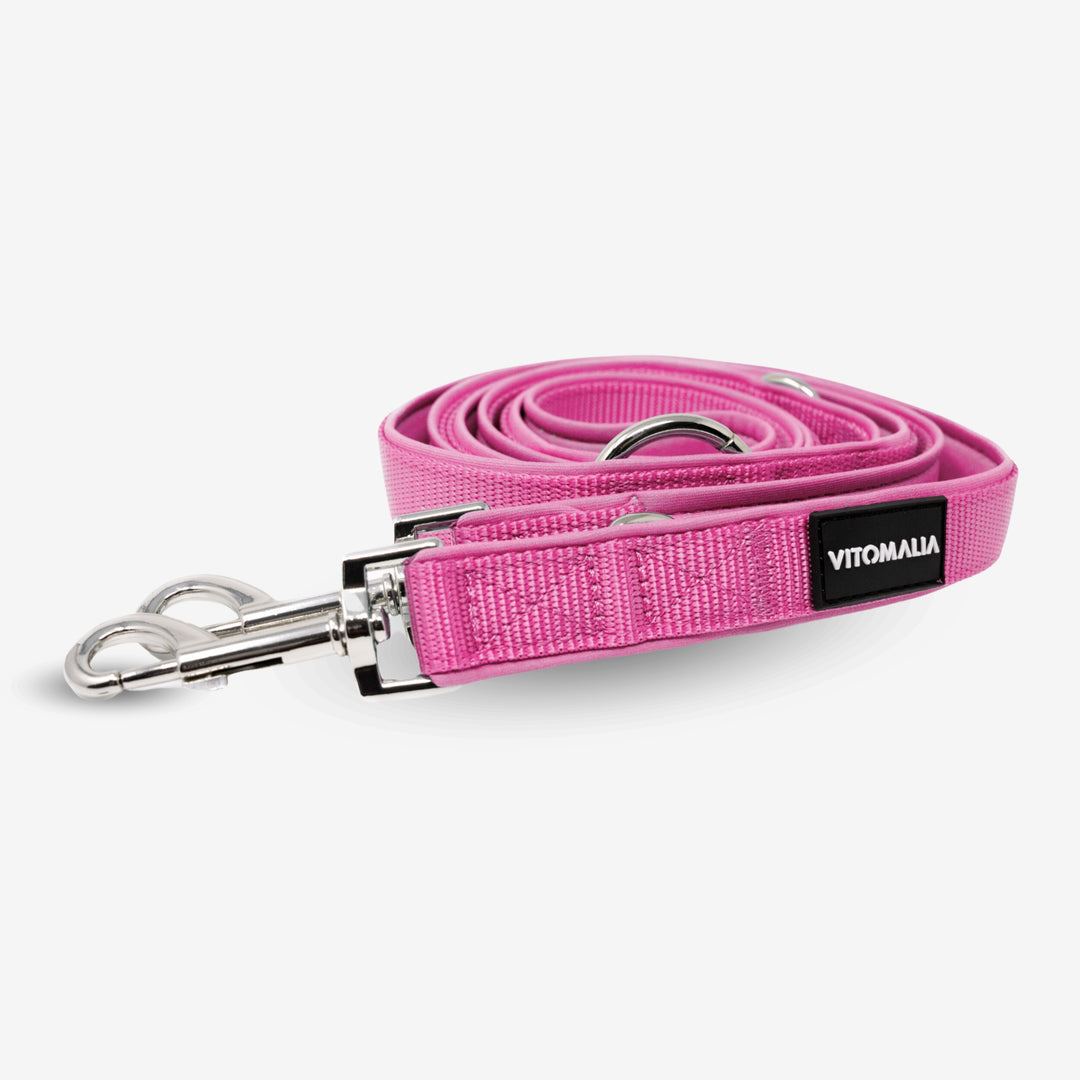 Bundle Classic Edition Pink Set - Collare + Guinzaglio per cane triplo regolabile da 2,2 m Guinzaglio per cane