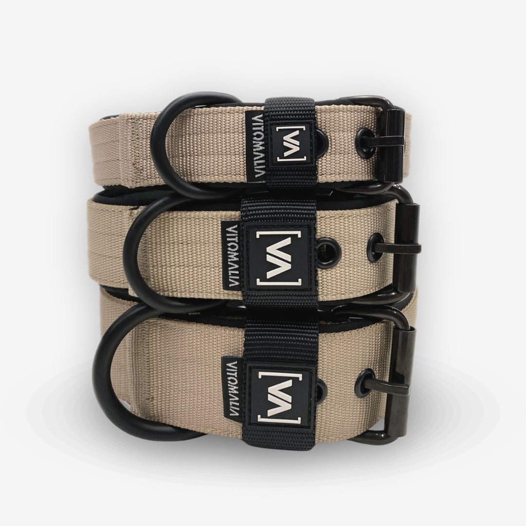 Klassisches Hundehalsband mit abstehender Innenfütterung - Nero Beige