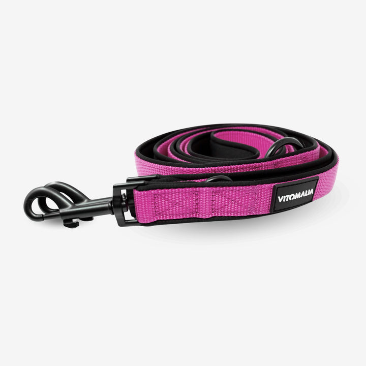 Bundle Classic Nero Edition Pink Set - Collier + 2,2m triple Laisse pour chien réglable Laisse pour chien