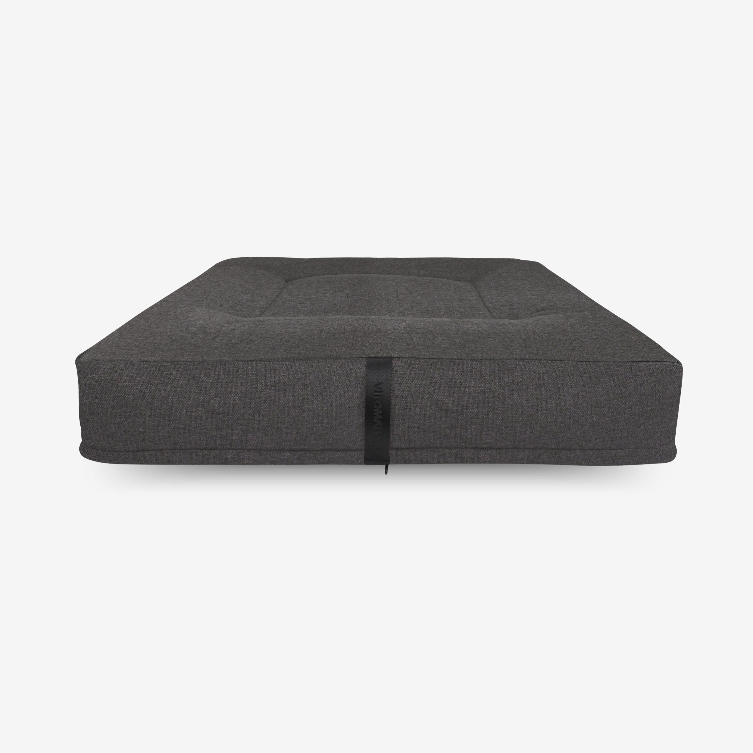 Ergonomic square dog cushion - RePET Linen in anthracite