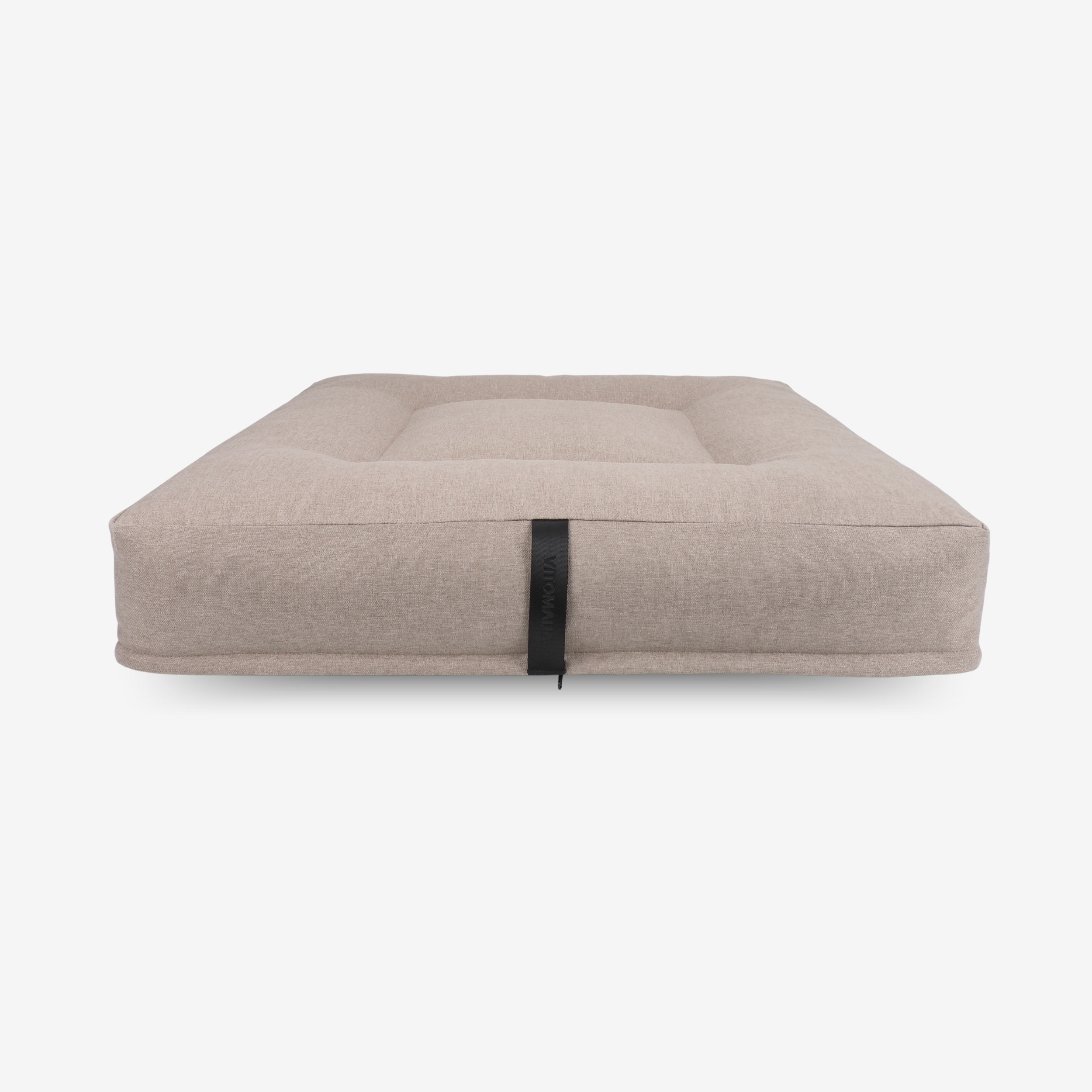 Square ergonomic dog cushion - RePET Linen in taupe