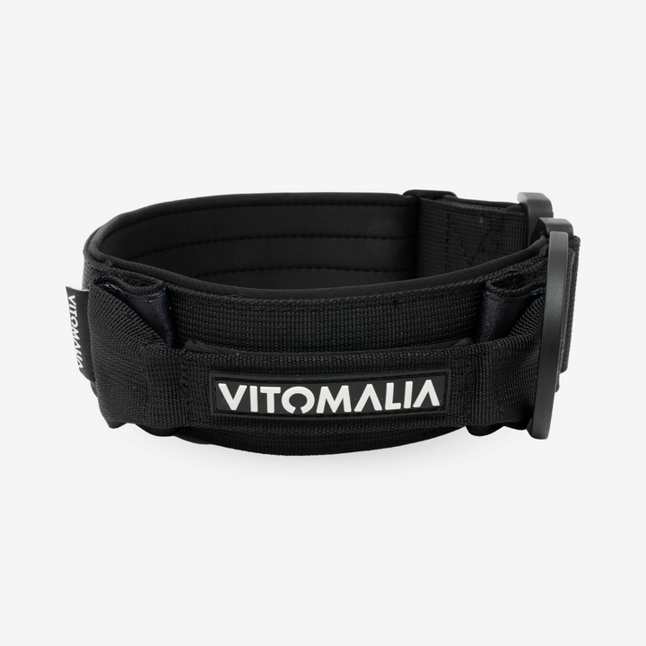 Taktisches Hundehalsband mit belastbarer Schnalle & Magnet Handgriff - Schwarz - Vitomalia - Hundehalsband Extreme Edition