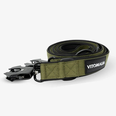 Tactical adjustable Dog Leash with frog carabiner made of hard aluminium Khaki