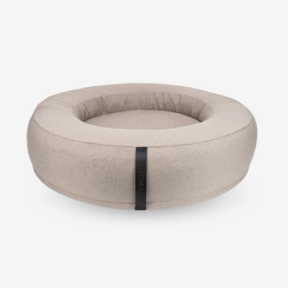 Orthopädisches Donut Hundebett – RePET Linen in Taupe