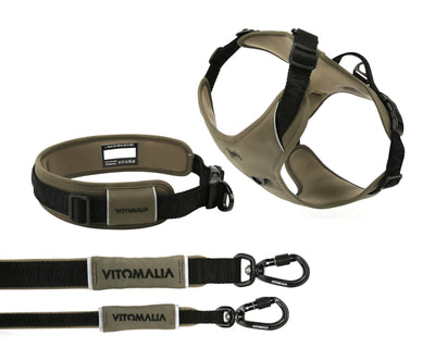 Bundle Outdoor Edition Khaki Set - Dog Collar, Dog Harness, Dog Leash
