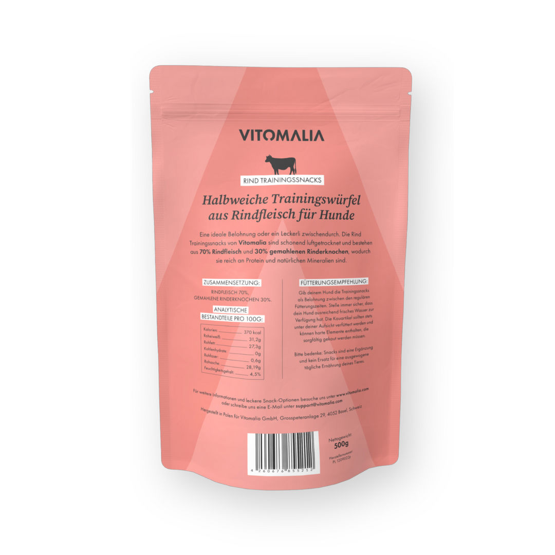 Rind Trainingssnacks - 500g - Vitomalia - Trainingssnacks